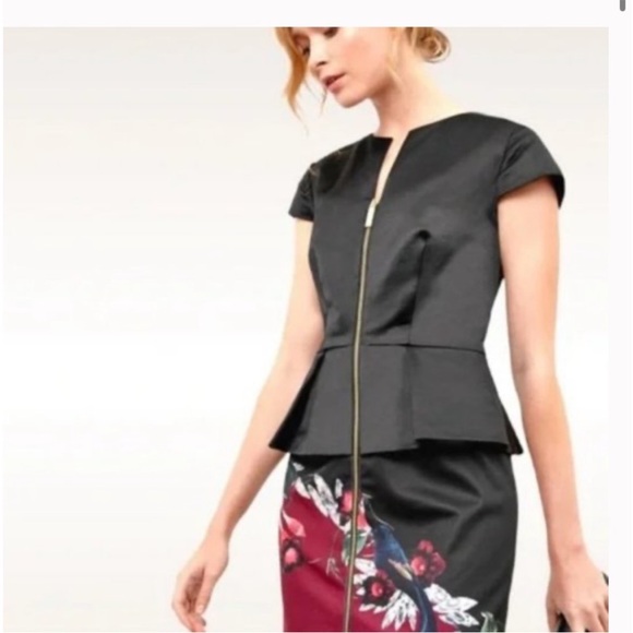 TED BAKER FLORAL JAUNAL PEPLUM FLORAL CAP SHORT SLEEVE DRESS SZ US 6 OR TED SZ 2 - Picture 6 of 8